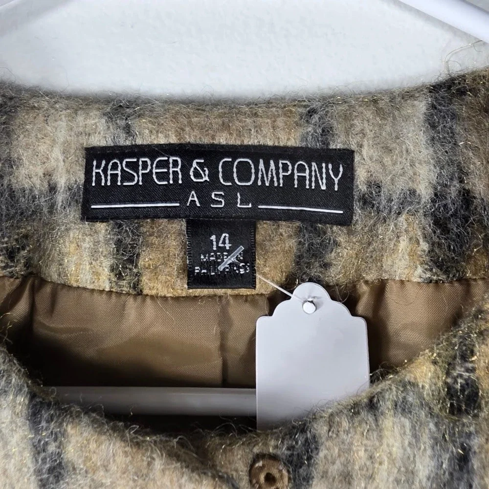 Kasper‎ & Company ALS Vintage Plaid Blazer Career Business Jacket Size 14